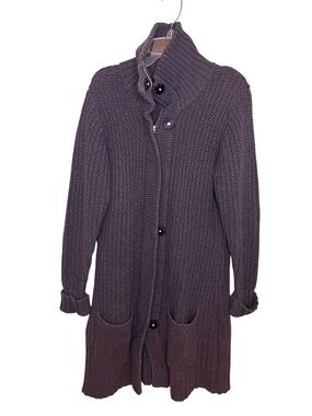 Merrell Chunky Knit Button Zip Cardigan Sweater Purple Women’s medium